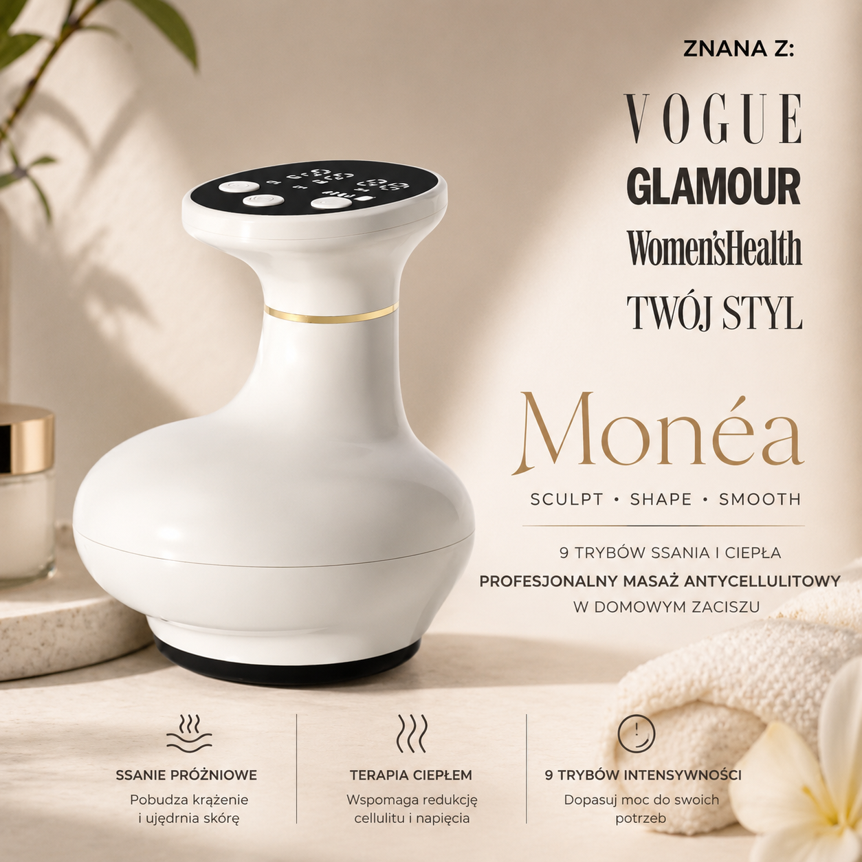 Monéa Sculpt – Masażer Antycellulitowy z Funkcją Ciepła